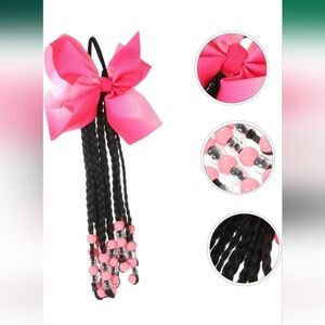 FAVOMOTO Ponytail Beads Braided Ponytail Colored Hair Extension